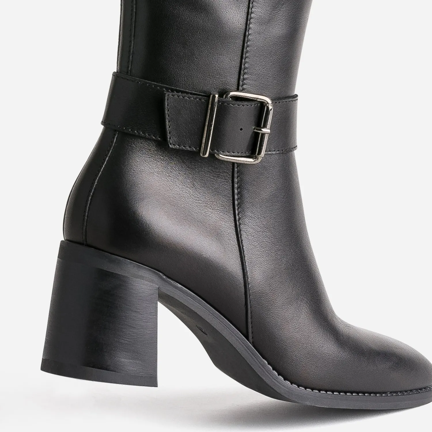 Eram Bottes^Botte e en cuir à talon NOIR