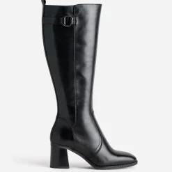 Eram Bottes^Botte e en cuir décor anneau NOIR