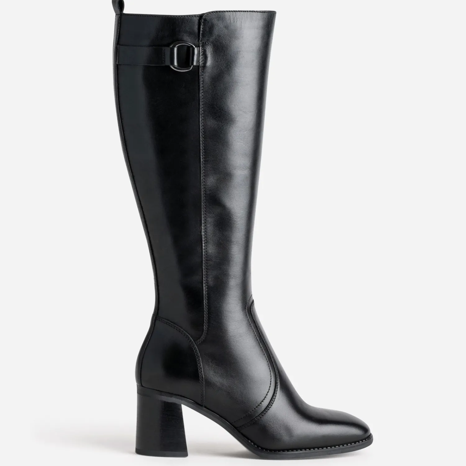 Eram Bottes^Botte e en cuir décor anneau NOIR