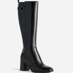Eram Bottes^Botte e en cuir décor anneau NOIR