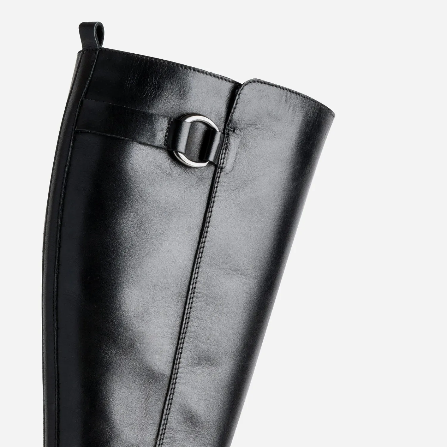 Eram Bottes^Botte e en cuir décor anneau NOIR