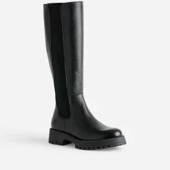 Texto Bottes^Botte e cuir éco-conçue semelle crantée NOIR