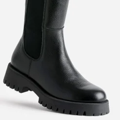 Texto Bottes^Botte e cuir éco-conçue semelle crantée NOIR