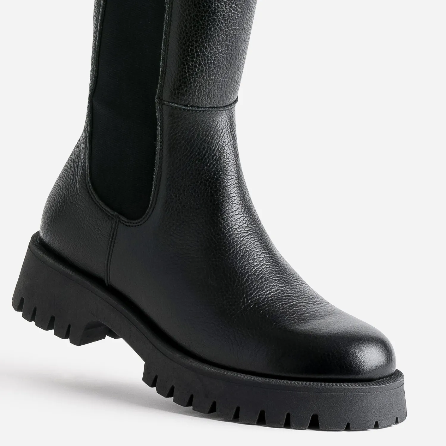 Texto Bottes^Botte e cuir éco-conçue semelle crantée NOIR