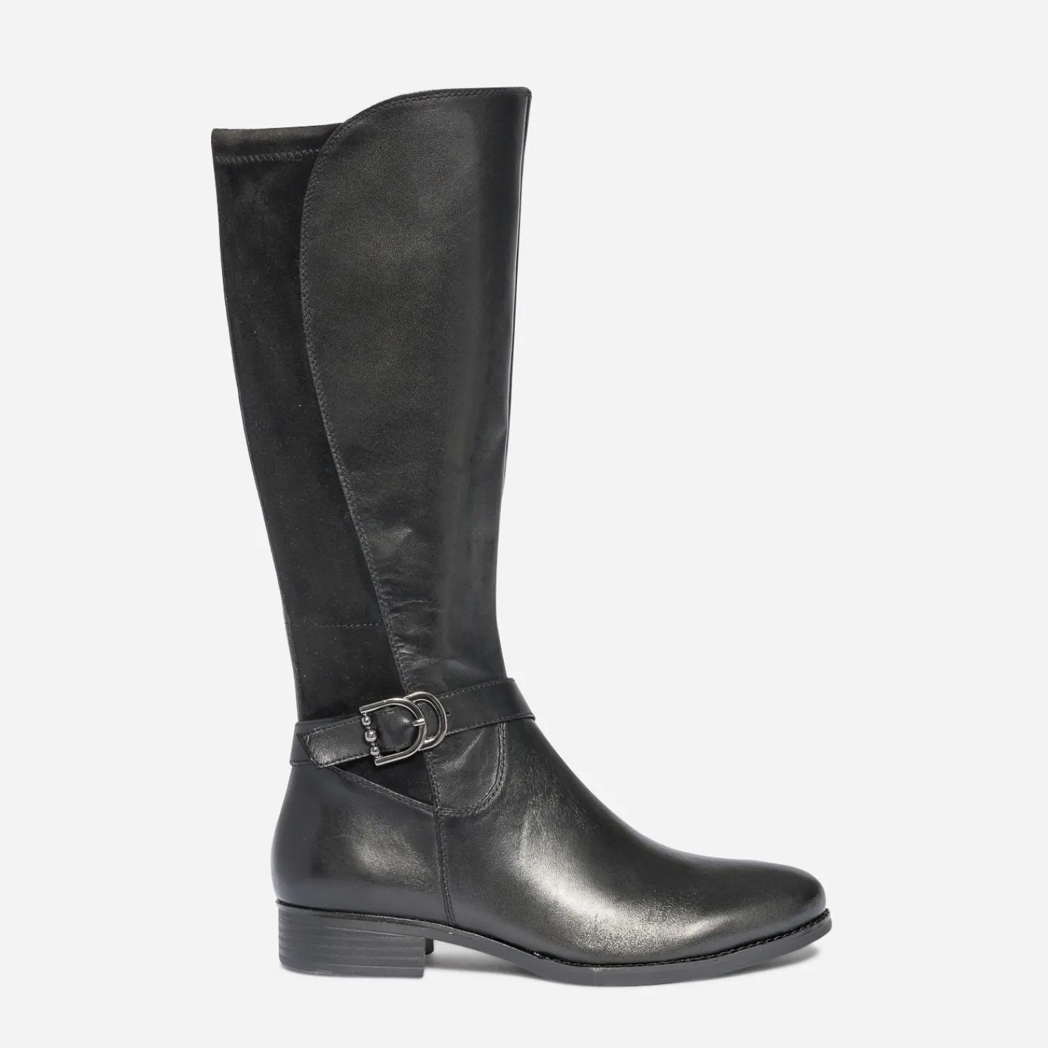 Caprice Bottes^Botte plate e en cuir NOIR