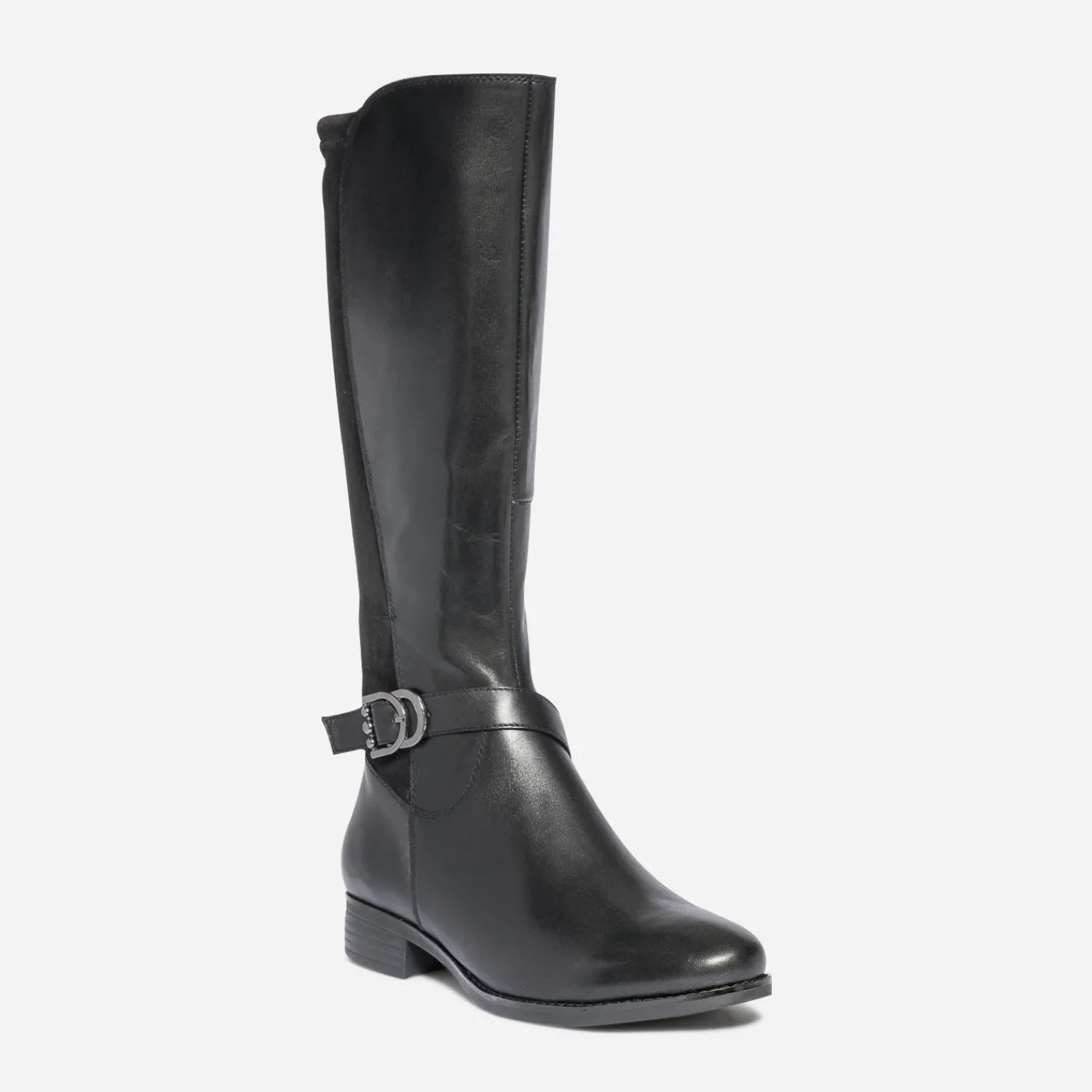Caprice Bottes^Botte plate e en cuir NOIR