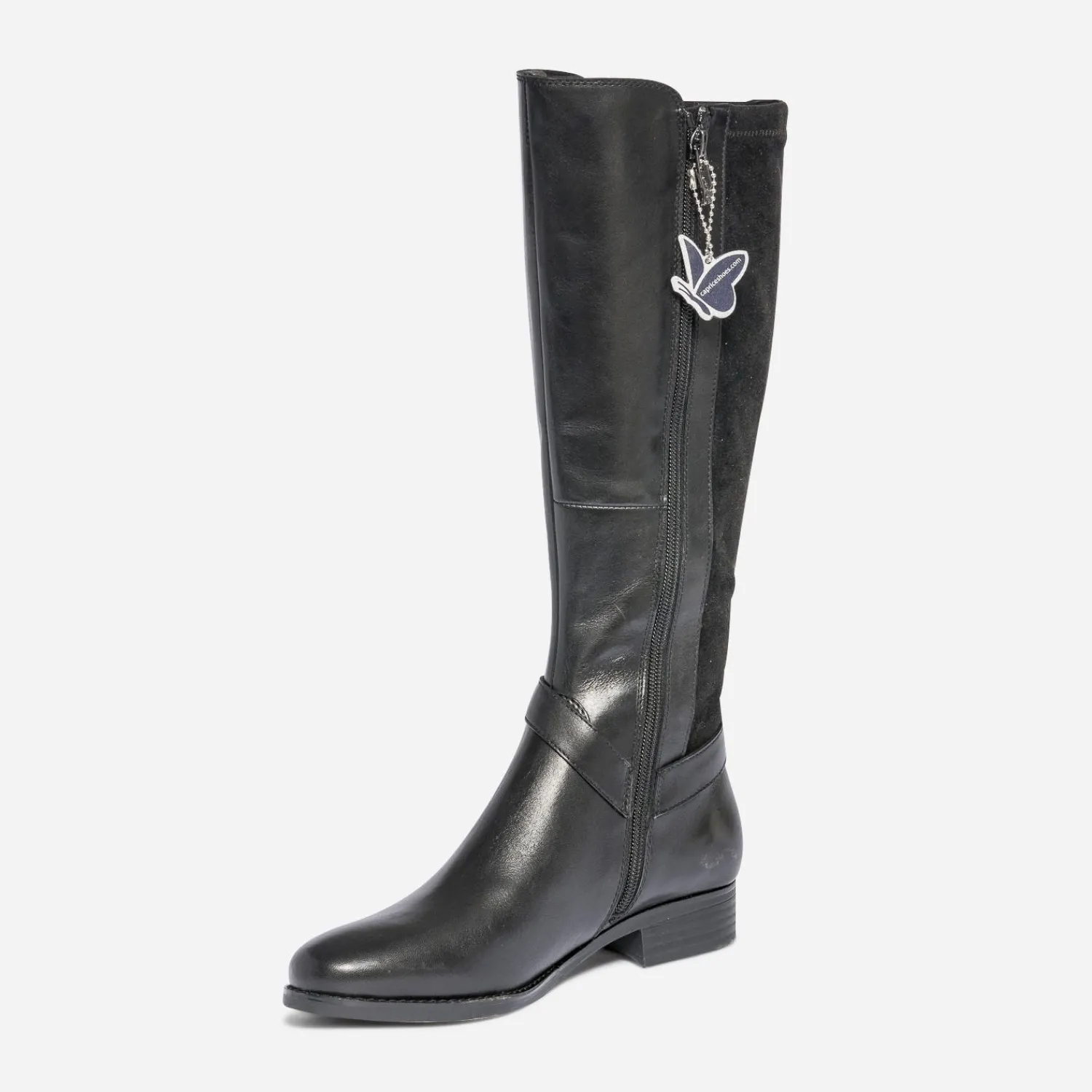 Caprice Bottes^Botte plate e en cuir NOIR