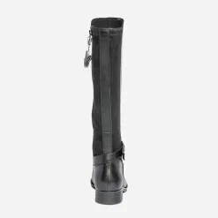 Caprice Bottes^Botte plate e en cuir NOIR