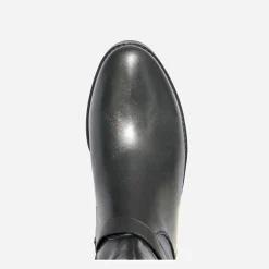Caprice Bottes^Botte plate e en cuir NOIR