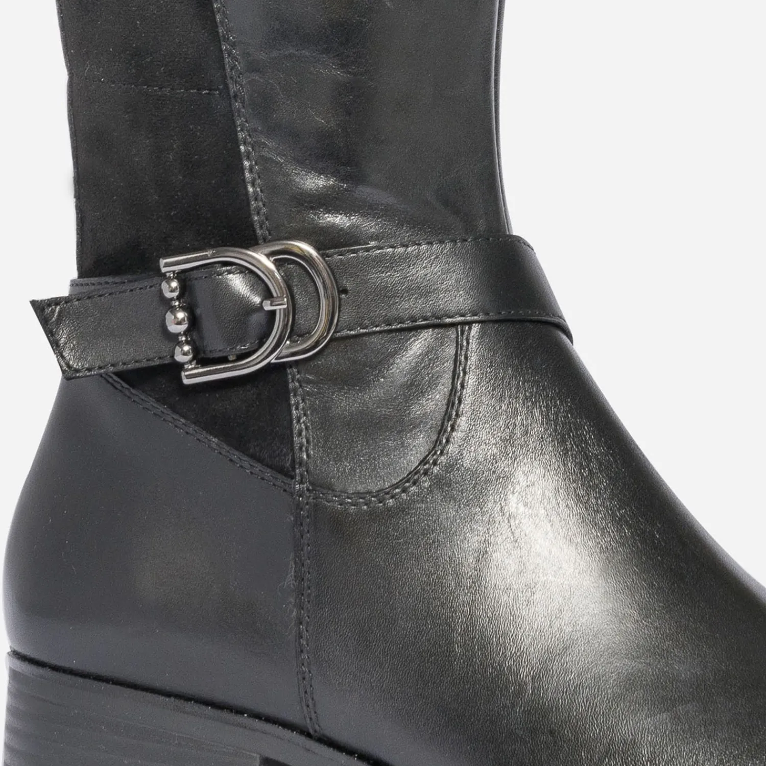Caprice Bottes^Botte plate e en cuir NOIR