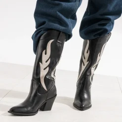Texto Bottes^Botte santiag découpes grises NOIR