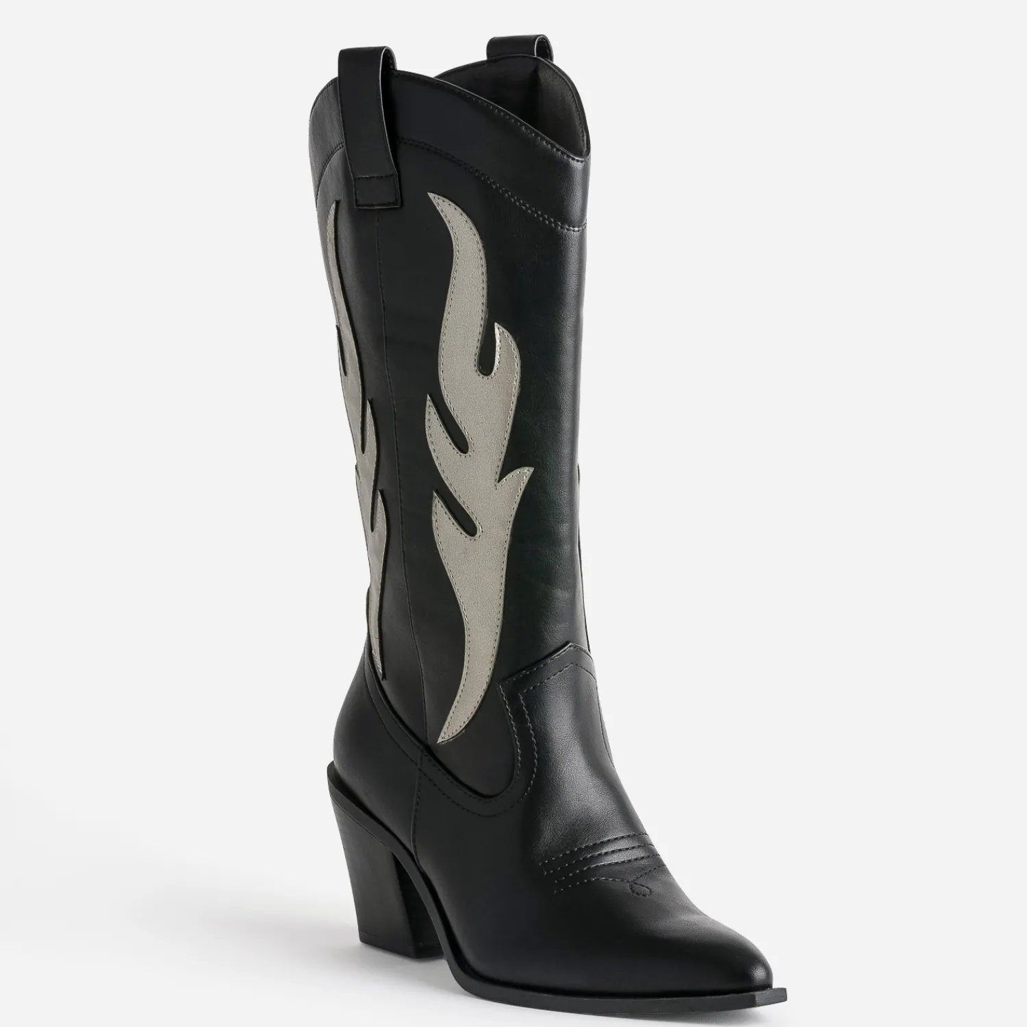 Texto Bottes^Botte santiag découpes grises NOIR