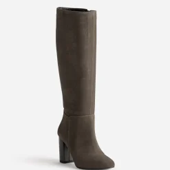 Eram Bottes^Botte taupe cuir velours MARRON