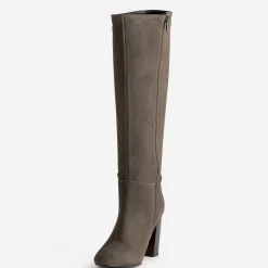 Eram Bottes^Botte taupe cuir velours MARRON