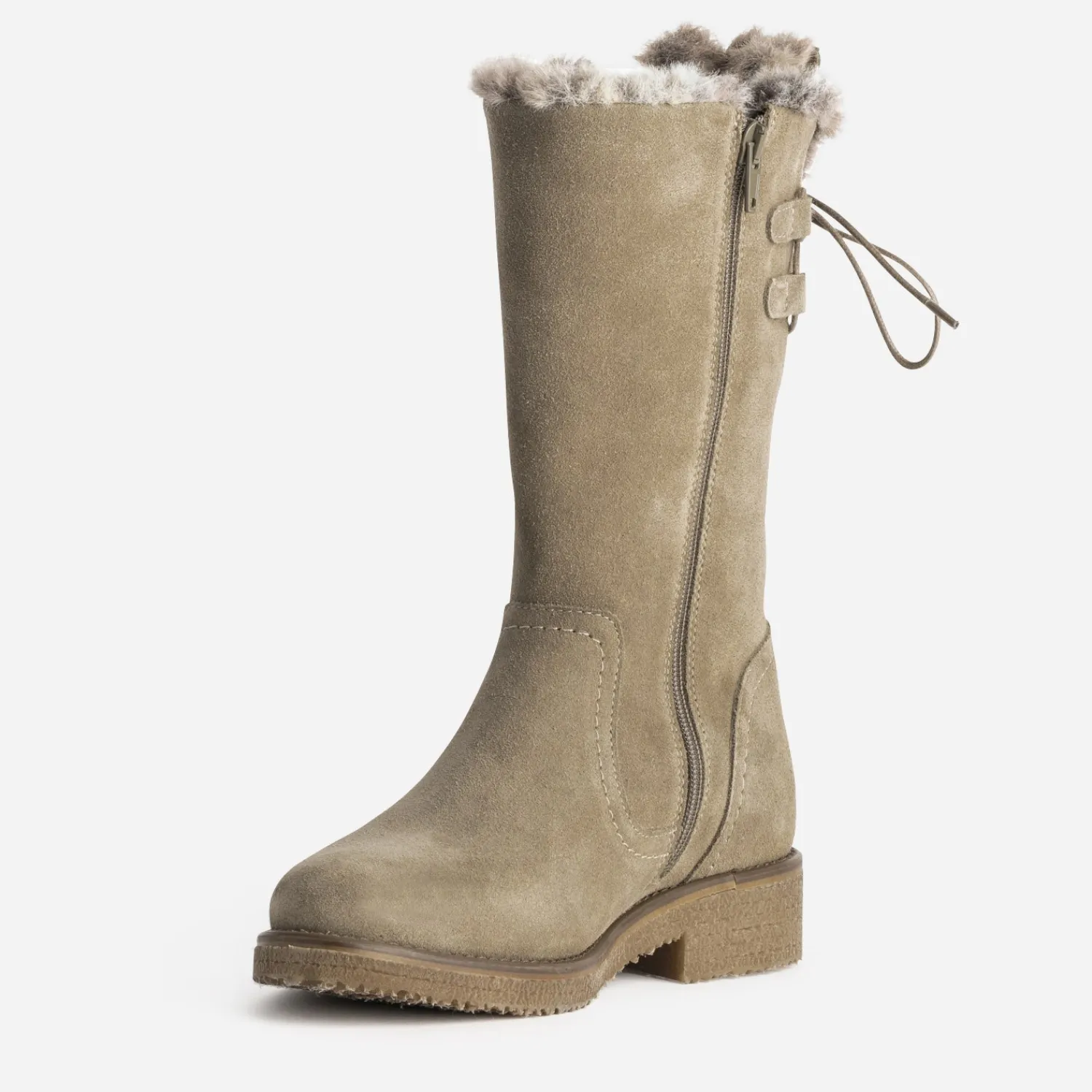 Eram Bottes^Botte taupe cuir velours fourré GRIS