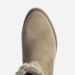 Eram Bottes^Botte taupe cuir velours fourré GRIS