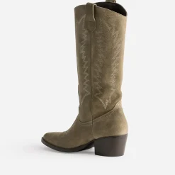 Texto Bottes^Botte cuir velours éco-conçue esprit santiag TAUPE