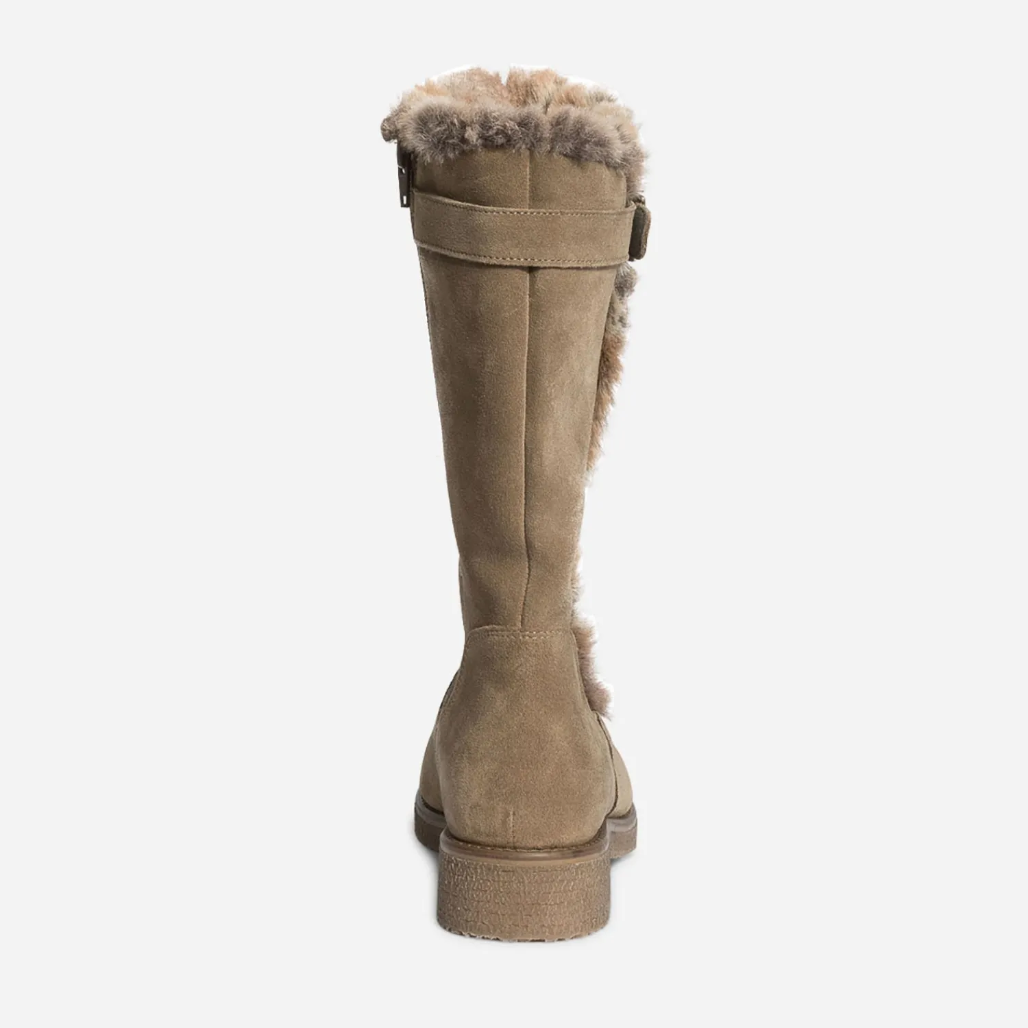 Eram Bottes^Botte taupe en cuir velours fourré BEIGE