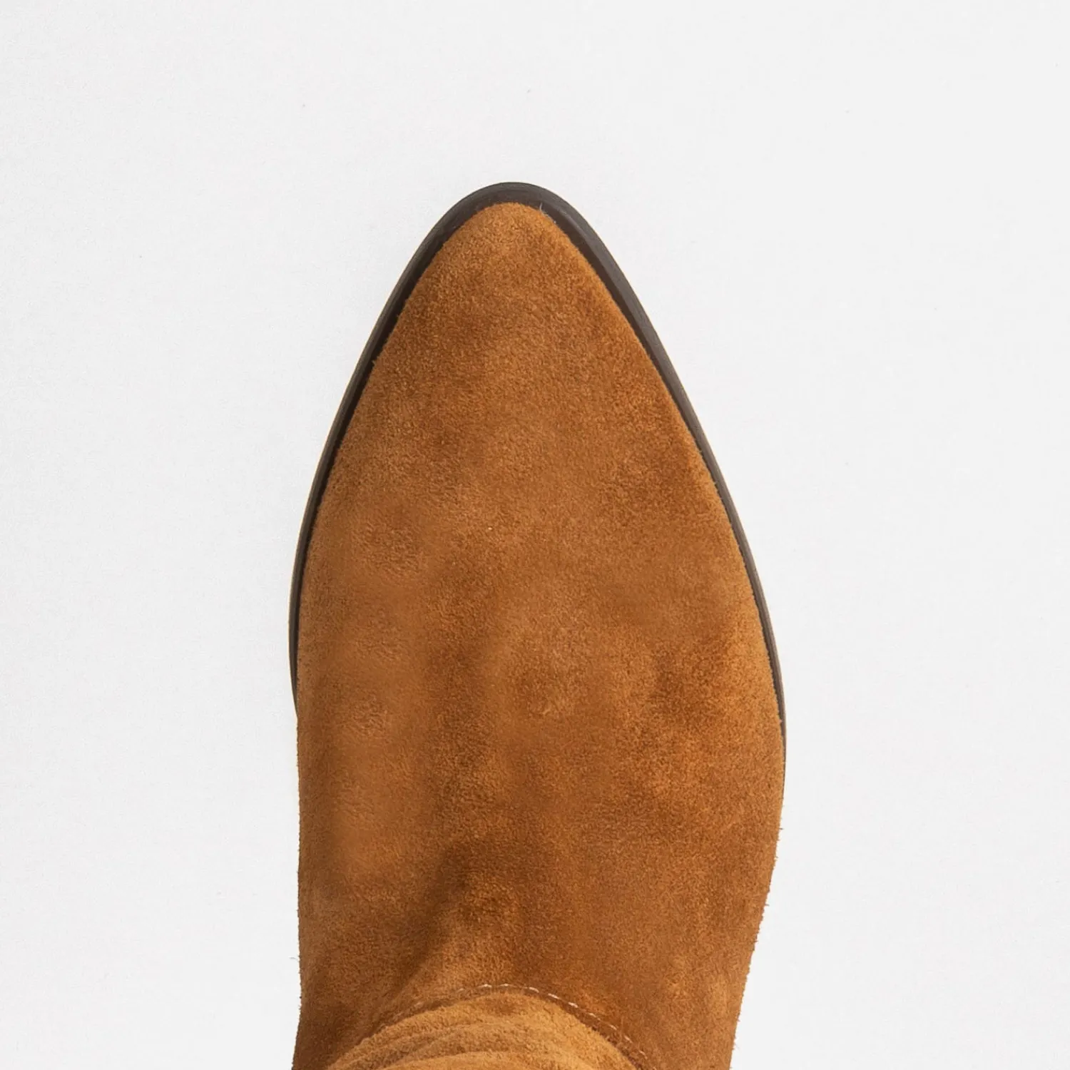 Eram Bottes^Botte TEXTO camel en cuir velours à tige plissée COGNAC