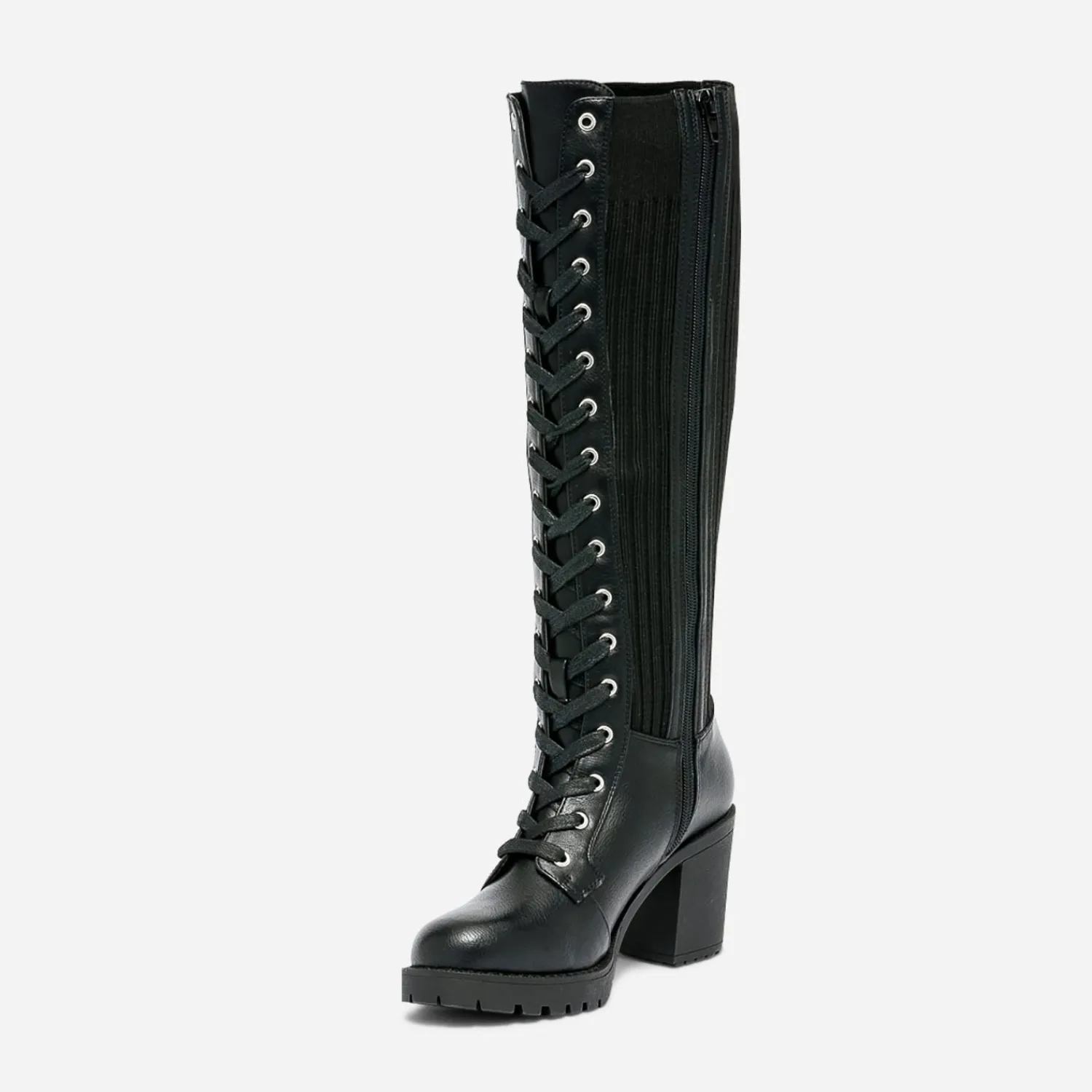 Texto Bottes^Botte e à tige en textile côtelé NOIR