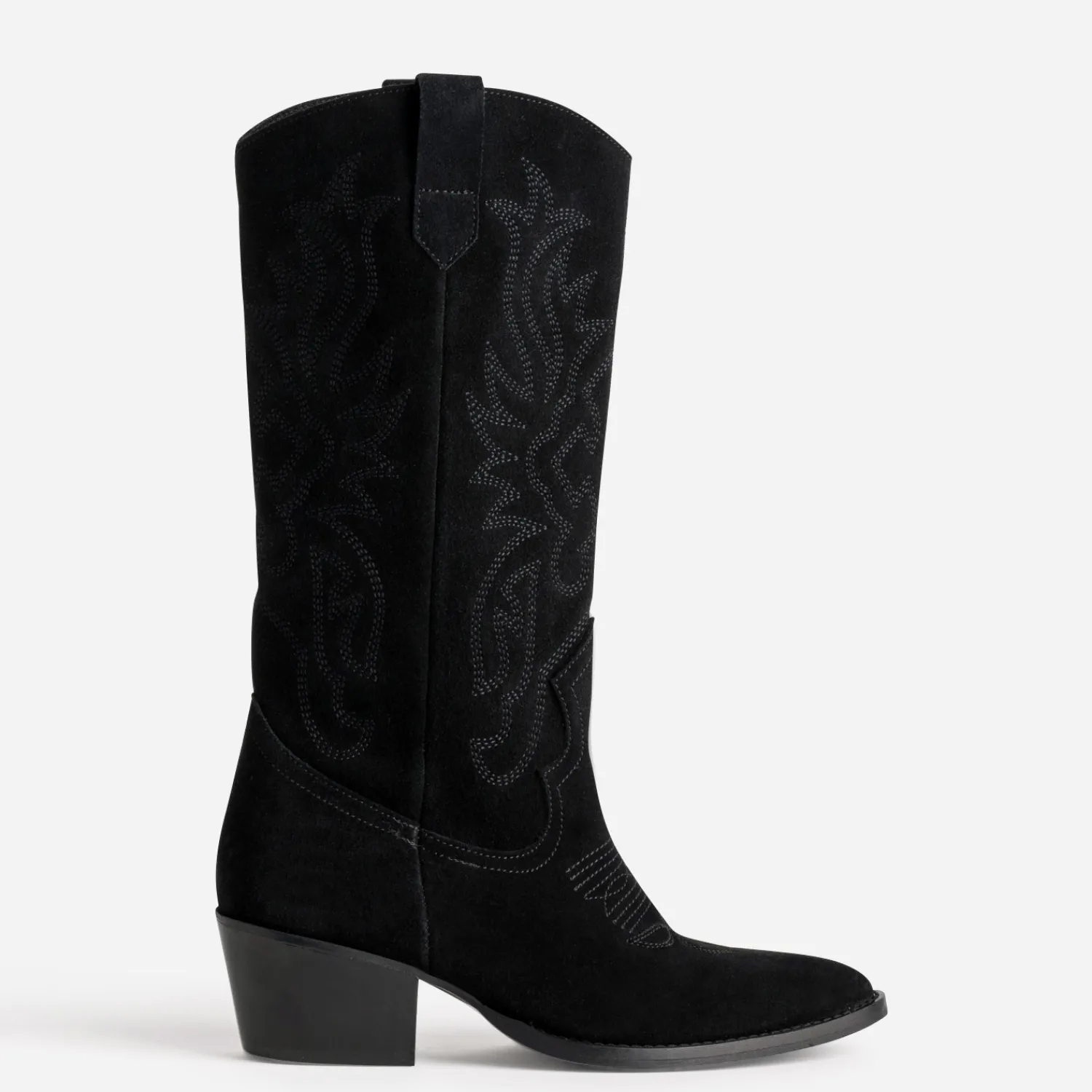 Texto Bottes^Botte e cuir velours western NOIR