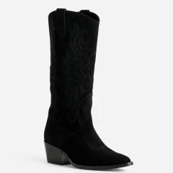 Texto Bottes^Botte e cuir velours western NOIR