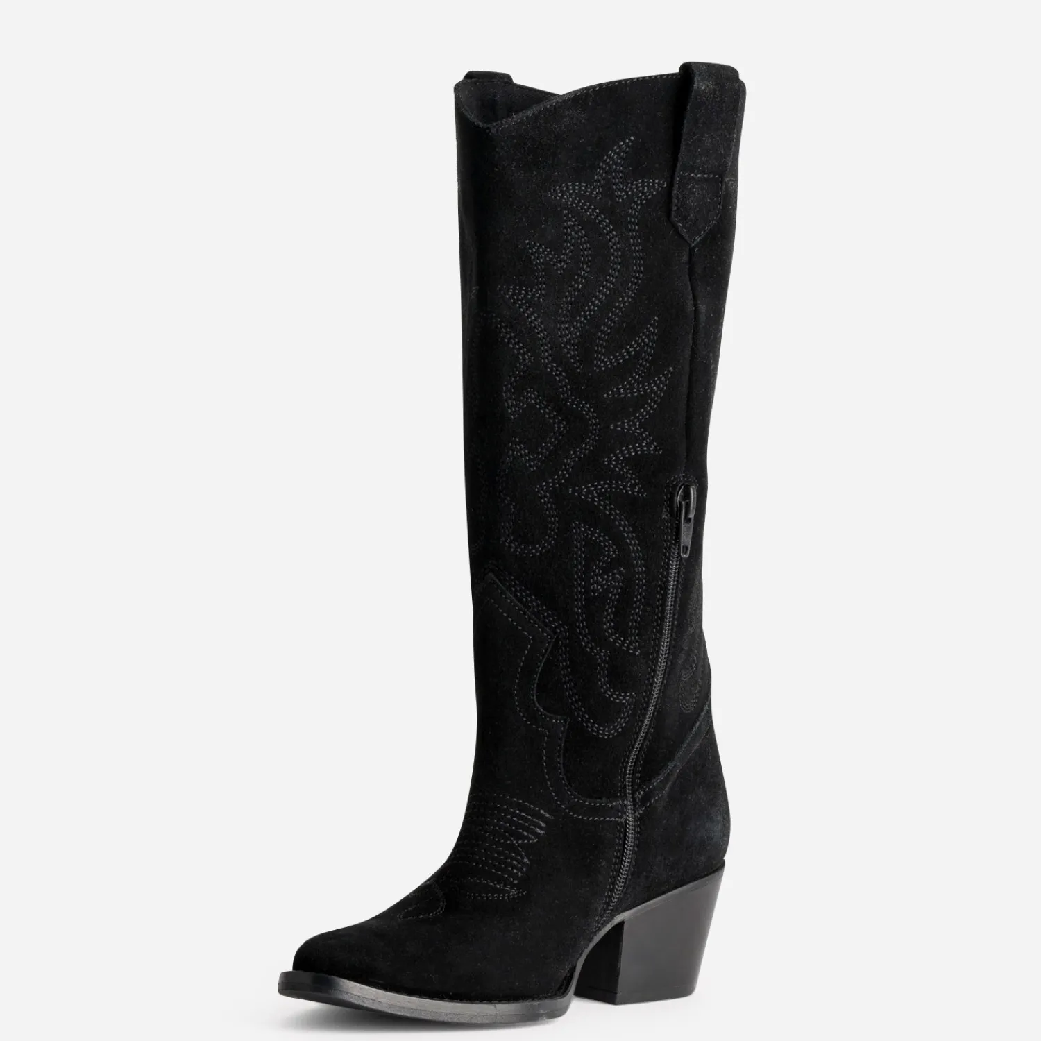 Texto Bottes^Botte e cuir velours western NOIR