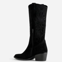 Texto Bottes^Botte e cuir velours western NOIR