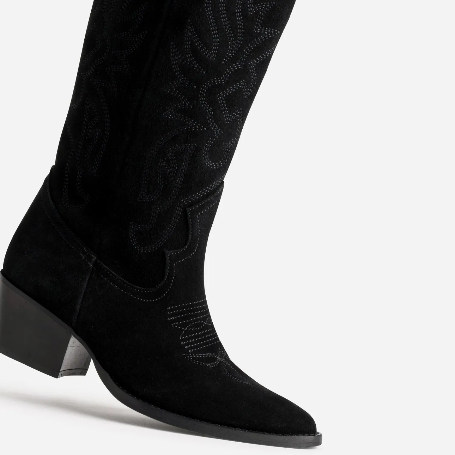 Texto Bottes^Botte e cuir velours western NOIR