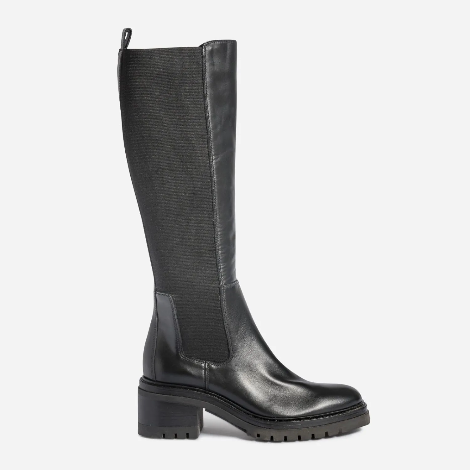 Texto Bottes^Botte e en cuir avec élastiques côtés NOIR