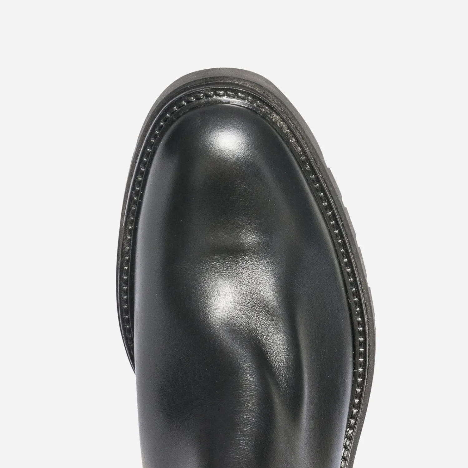 Texto Bottes^Botte e en cuir avec élastiques côtés NOIR