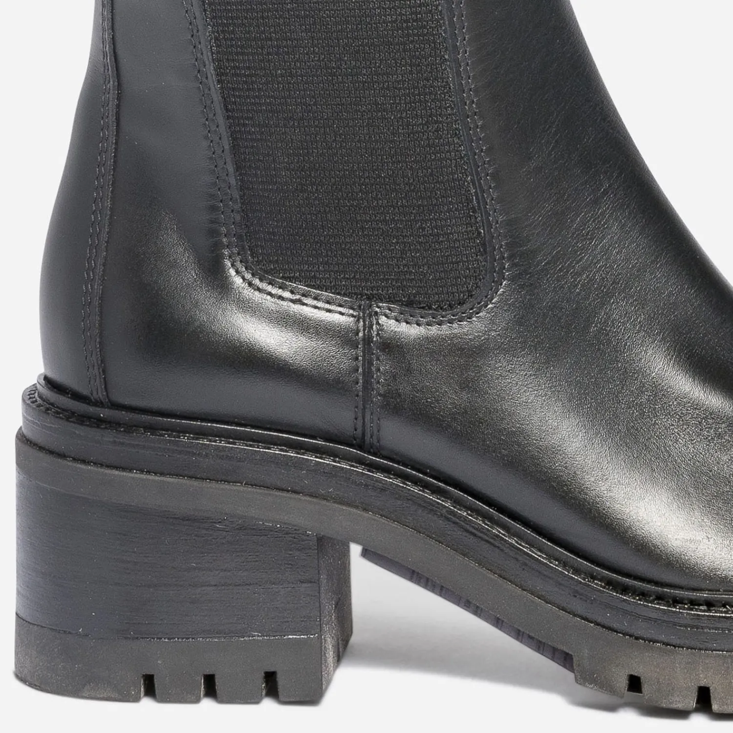Texto Bottes^Botte e en cuir avec élastiques côtés NOIR