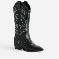 Texto Bottes^Botte e et blanche esprit santiag NOIR