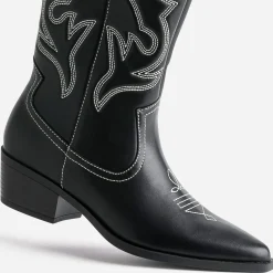 Texto Bottes^Botte e et blanche esprit santiag NOIR