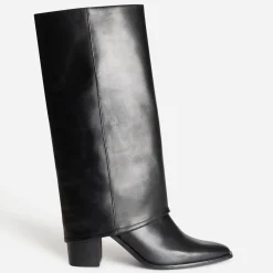 Texto Bottes^Bottes fourreau e cuir à talon NOIR