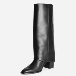 Texto Bottes^Bottes fourreau e cuir à talon NOIR