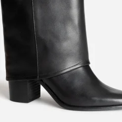 Texto Bottes^Bottes fourreau e cuir à talon NOIR