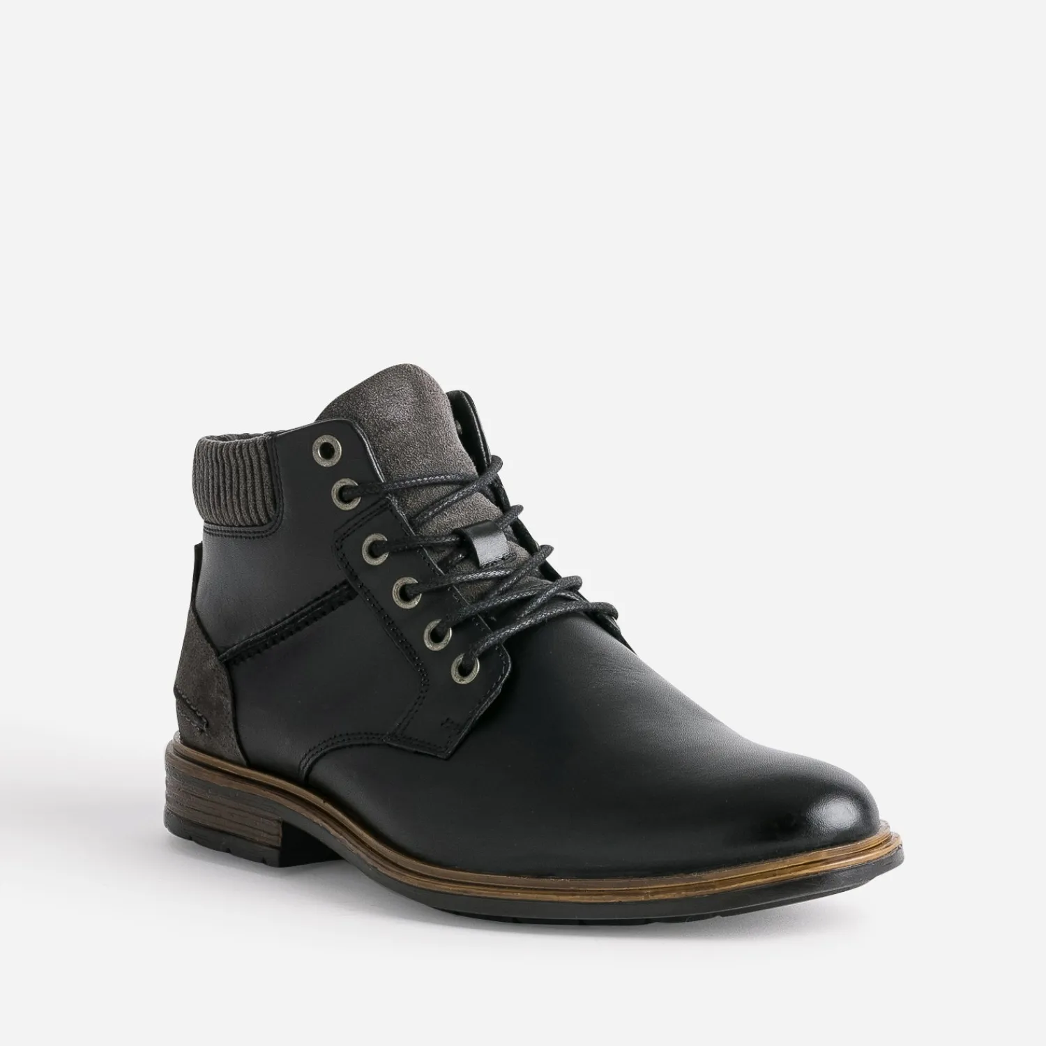 Eram Boots^Bottine à lacet e en cuir NOIR