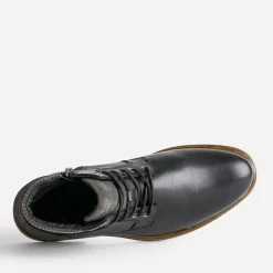 Eram Boots^Bottine à lacet e en cuir NOIR