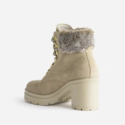Texto Boots^Bottine à talon cuir velours BEIGE