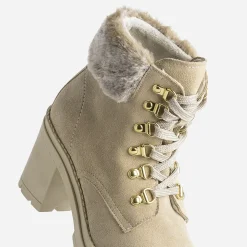 Texto Boots^Bottine à talon cuir velours BEIGE
