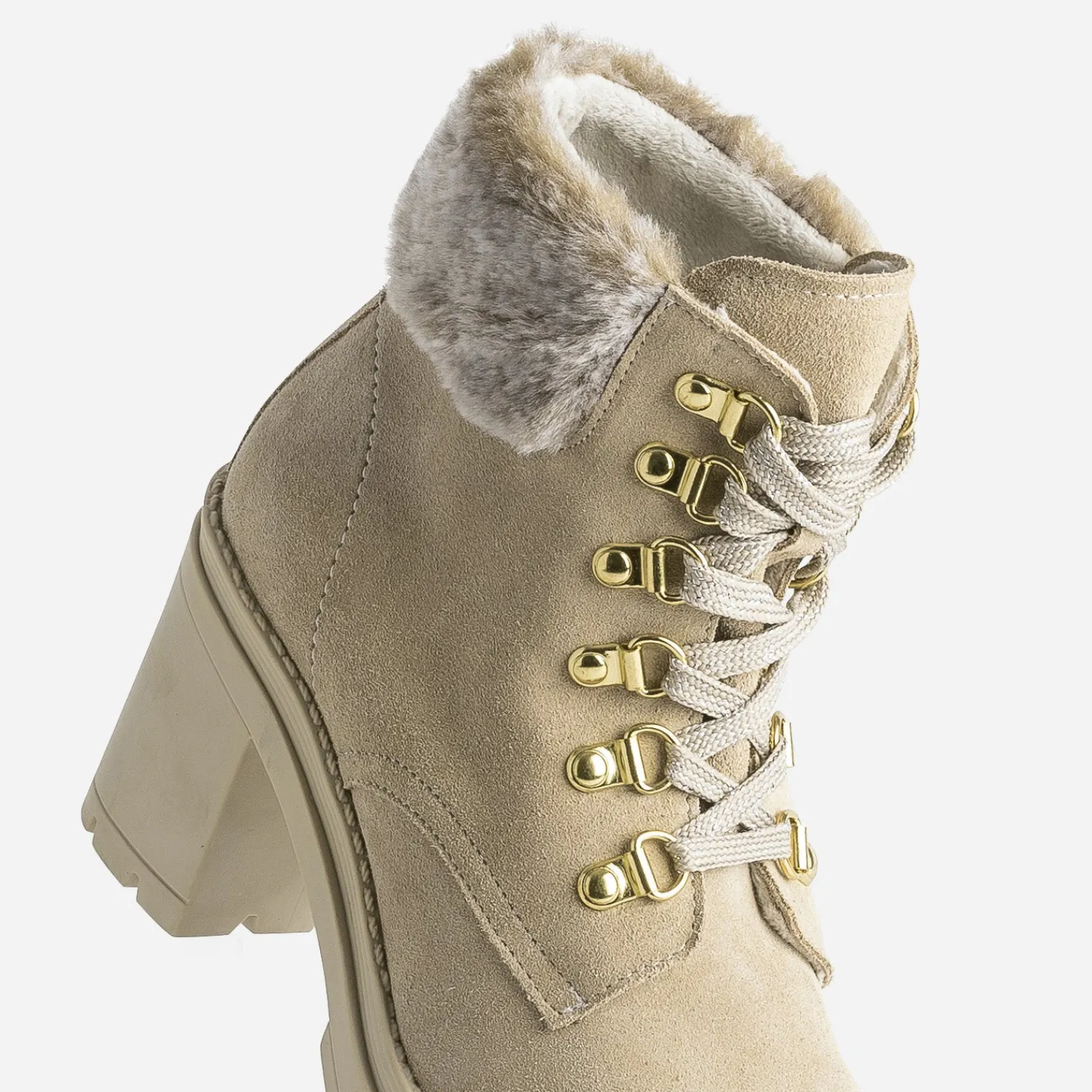 Texto Boots^Bottine à talon cuir velours BEIGE
