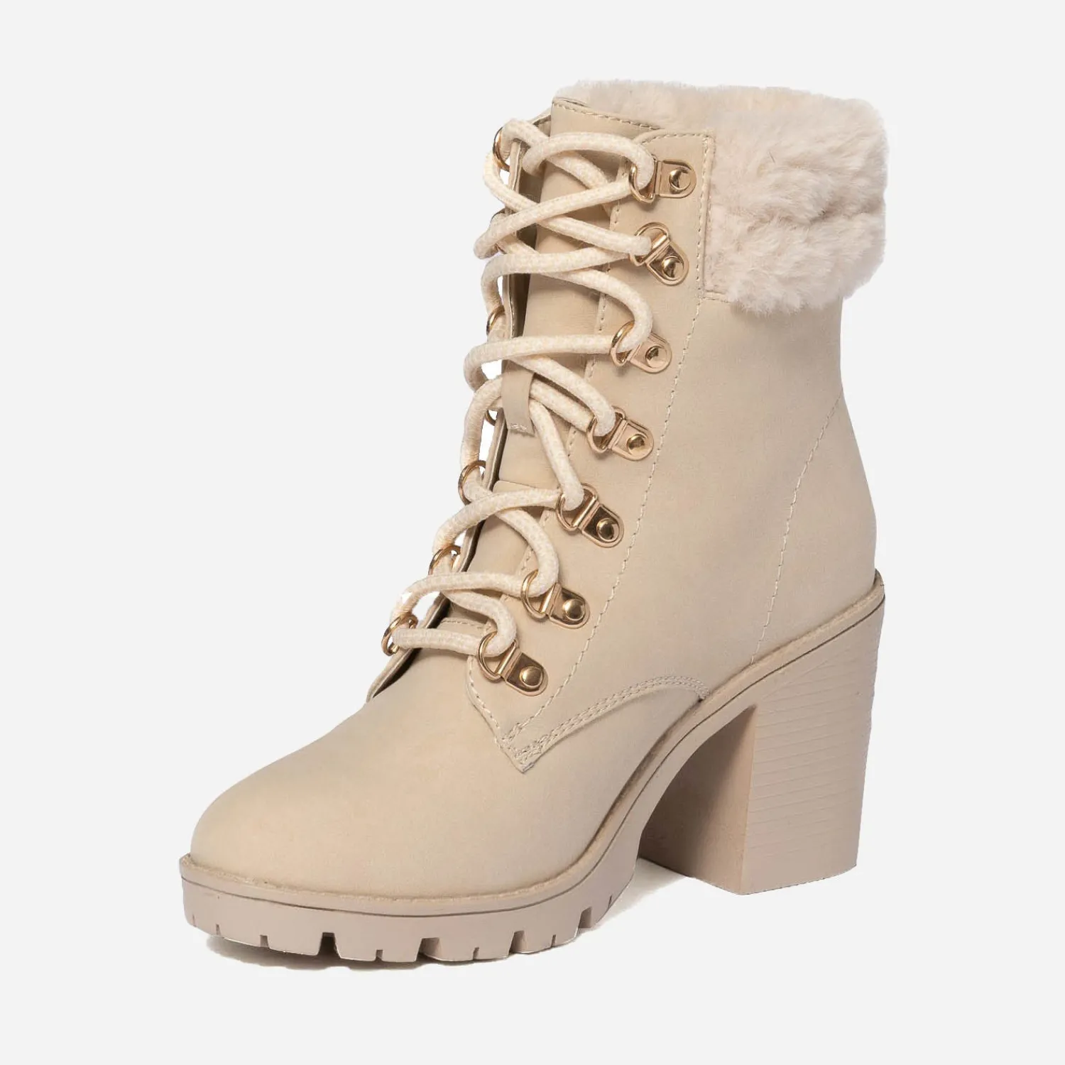 Eram Boots^Bottine à talon TEXTO esprit montagne BEIGE