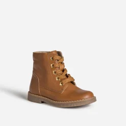 Buggy Boots^Bottine cuir œillets-fleurs CAMEL