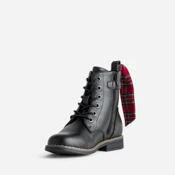 Buggy Boots^Bottine cuir détails rubans NOIR