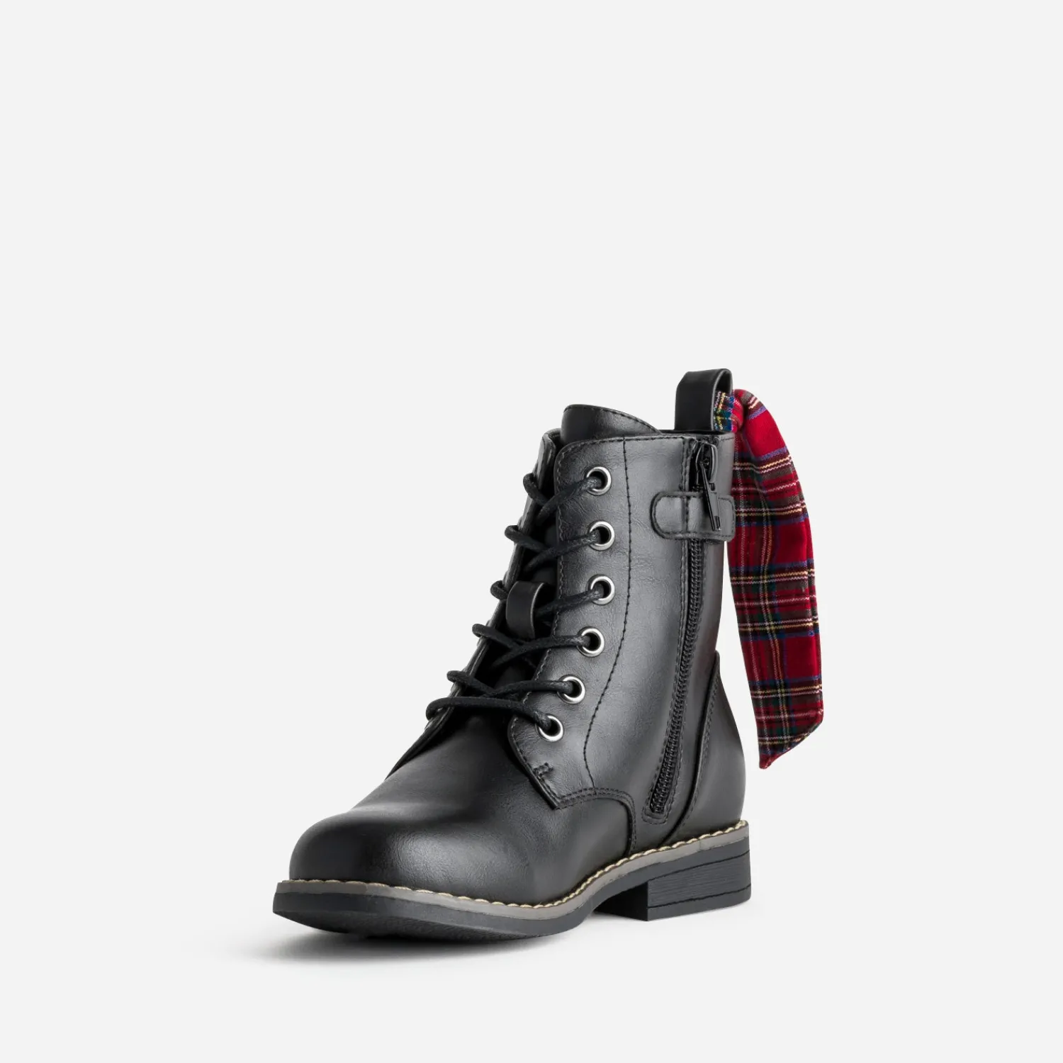 Buggy Boots^Bottine cuir détails rubans NOIR