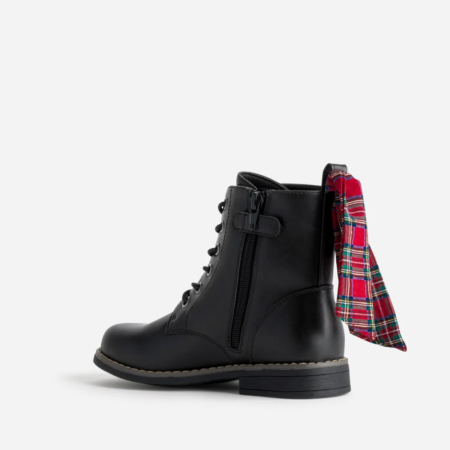 Buggy Boots^Bottine cuir détails rubans NOIR