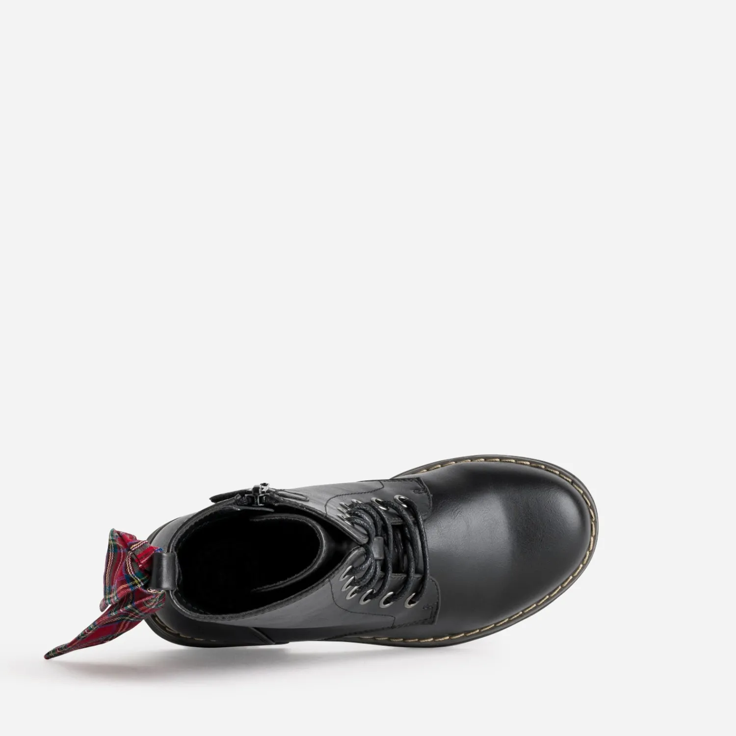 Buggy Boots^Bottine cuir détails rubans NOIR
