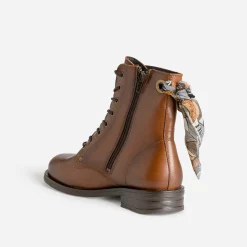 Eram Boots^Bottine camel cuir détail ruban MARRON