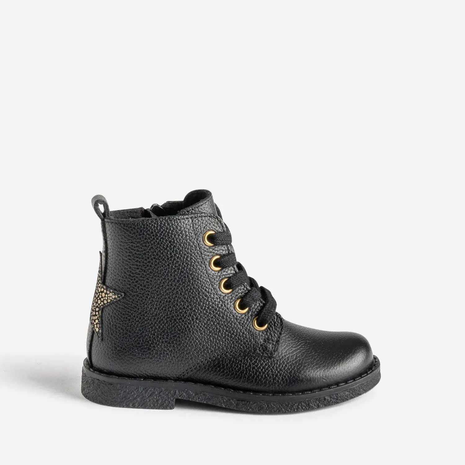 Buggy Boots^Bottine éco-conçue e en cuir décor étoile NOIR